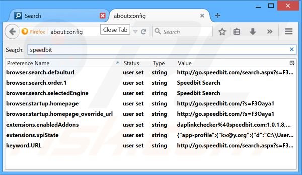 Removing go.speedbit.com from Mozilla Firefox default search engine