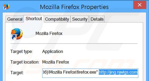 Removing hao.360.cn from Mozilla Firefox shortcut target step 2