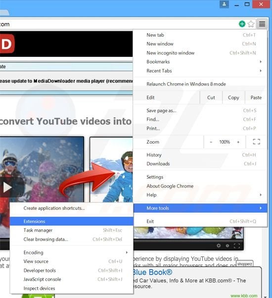 Removing HDtube  ads from Google Chrome step 1