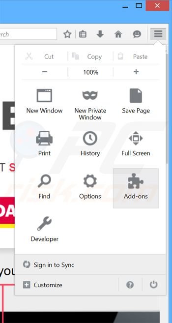 Removing HitBuzz ads from Mozilla Firefox step 1