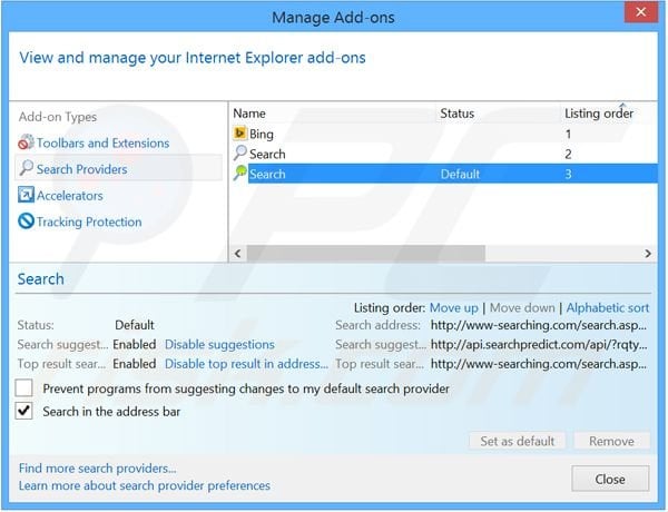 Removing i-search.us.com from Internet Explorer default search engine