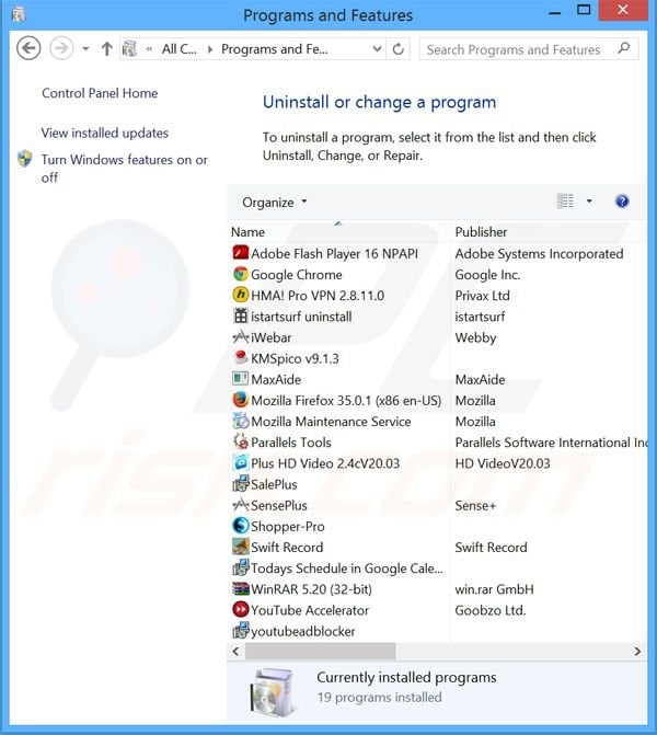 LolyKey adware uninstall via Control Panel