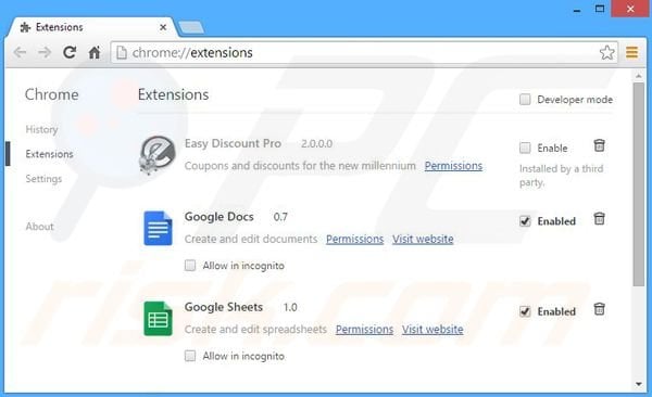 Removing Macitnow ads from Google Chrome step 2