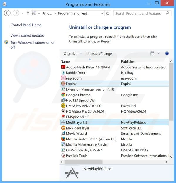 MediPlayer adware uninstall via Control Panel