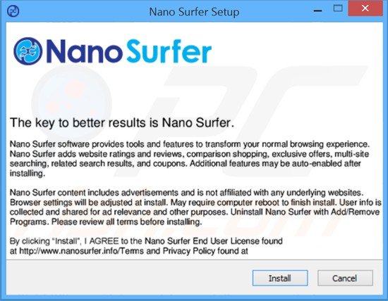 nano surfer adware installer setup