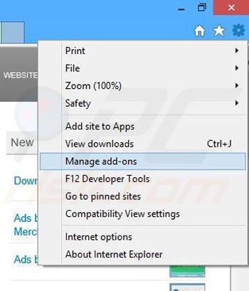 Removing New App ads from Internet Explorer step 1