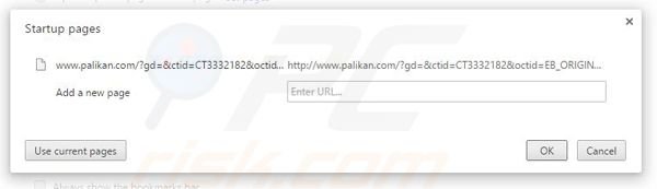 Removing palikan.com from Google Chrome homepage
