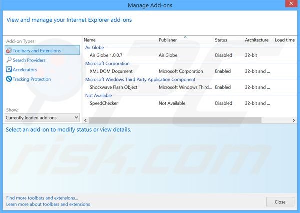 Removing Pine Tree ads from Internet Explorer step 2