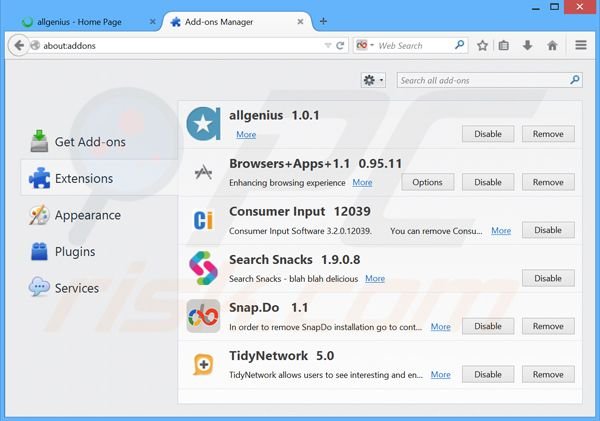 Removing Plain Savings ads from Mozilla Firefox step 2