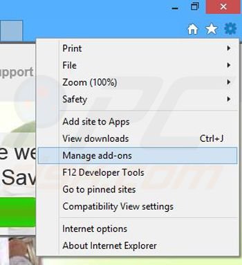 Removing Plain Savings ads from Internet Explorer step 1