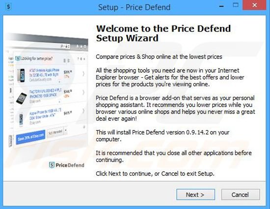 Price Defend adware installer