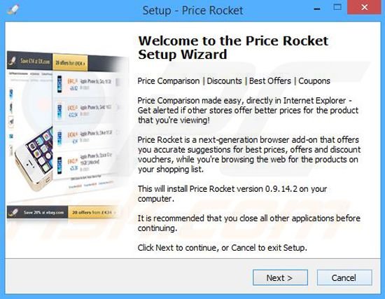 Price Rocket adware installer