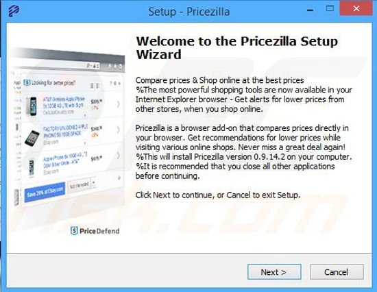 Pricezilla adware installer
