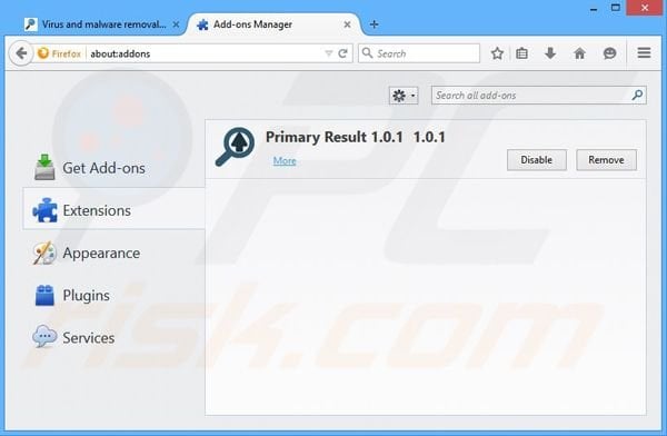 Removing Primary Result ads from Mozilla Firefox step 2