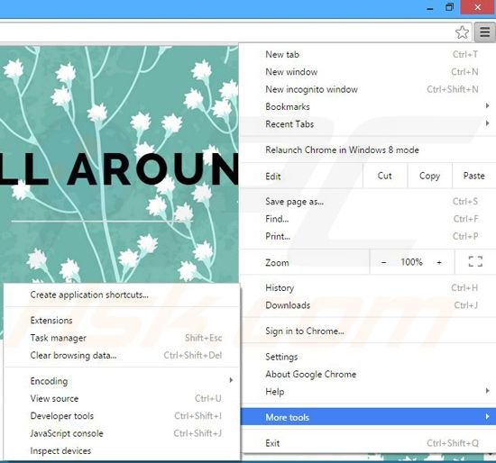 Removing Roll Around ads from Google Chrome step 1