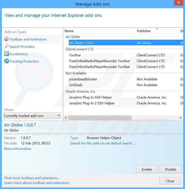Removing Roll Around ads from Internet Explorer step 2