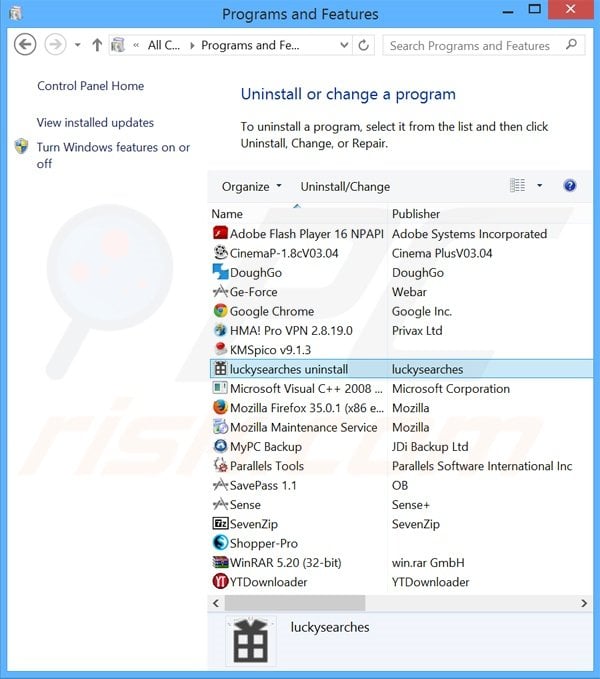 searches.safehomepage.com browser hijacker uninstall via Control Panel