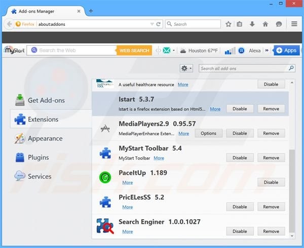 Removing searchult.com related Mozilla Firefox extensions
