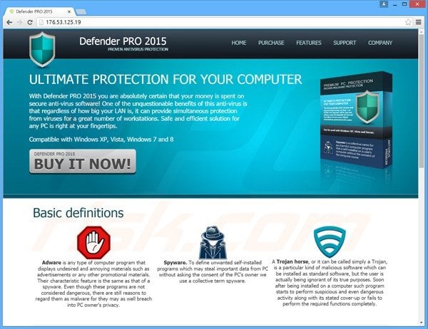 defender pro 2015 fake antivirus website