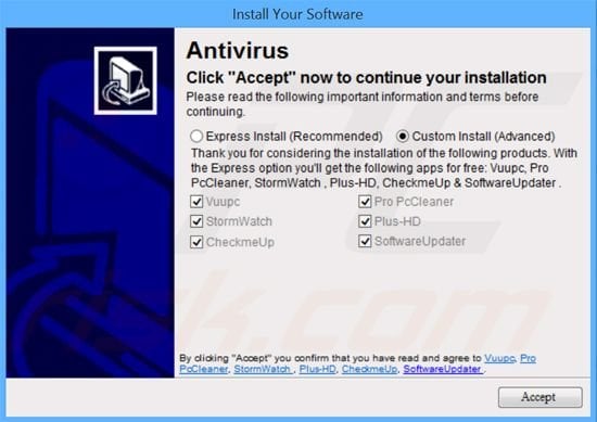 Software Updater adware installer