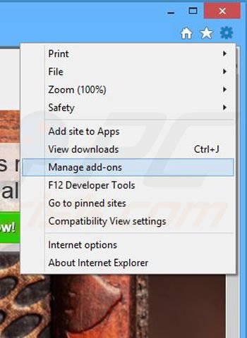 Removing Special Box ads from Internet Explorer step 1