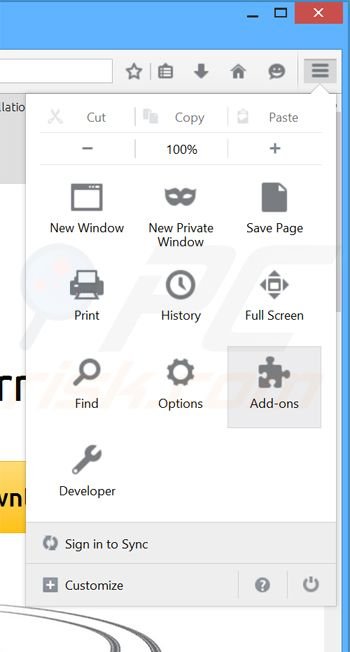 Removing Speed Browser ads from Mozilla Firefox step 1