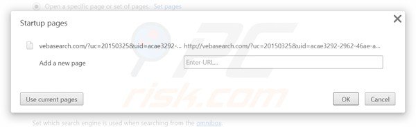 Removing vebasearch.com from Google Chrome homepage