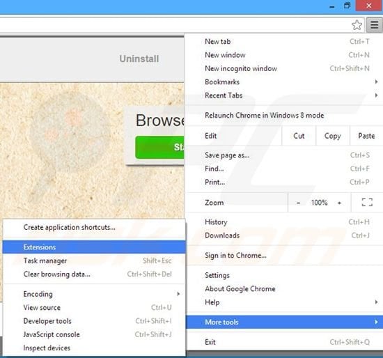 Removing Wooden Seal ads from Google Chrome step 1