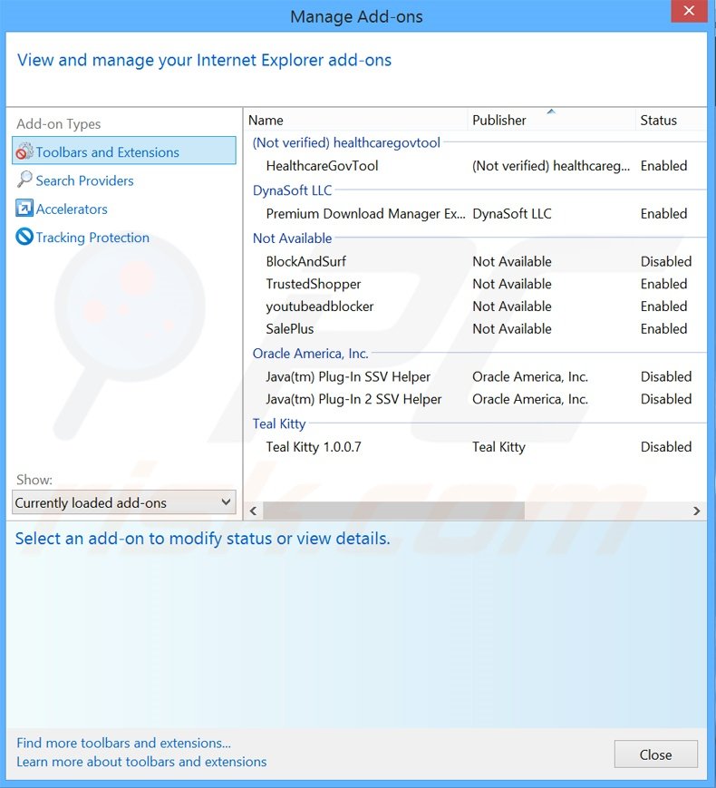 Removing 1Player ads from Internet Explorer step 2