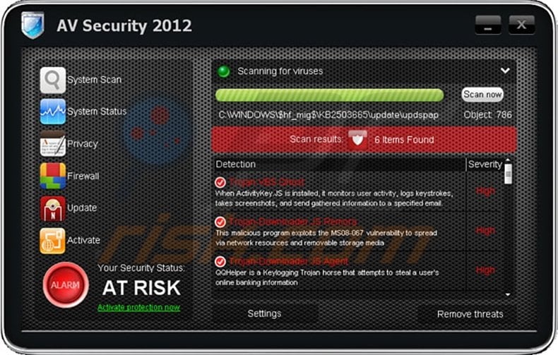 AV Secure 2012 fake antivirus program