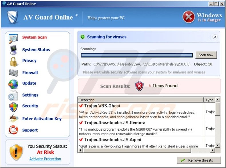 AV guard online fake antivirus program