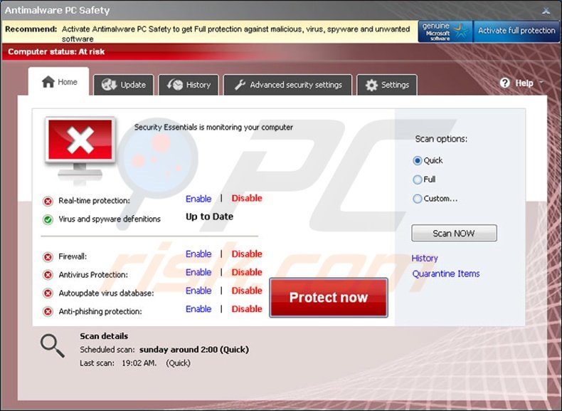 Antimalware PC Safety fake antivirus program