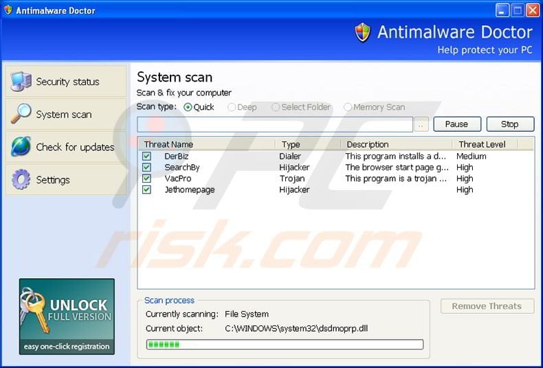 Antimalware Doctor fake antivirus program