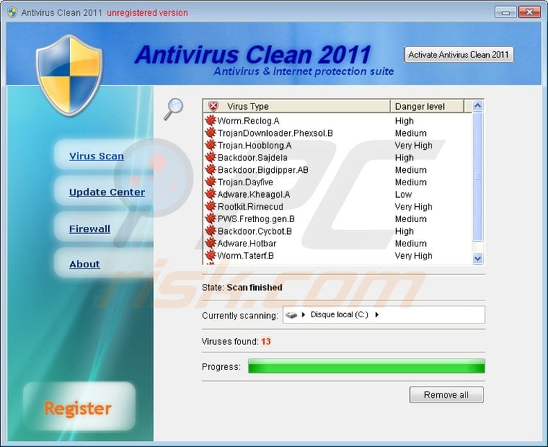 Antivirus Clean 2011 rogue program