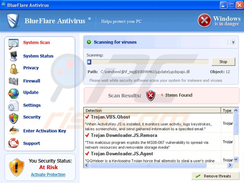 BlueFlare fake antivirus program