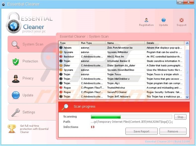 Essential Cleaner fake antivirus program