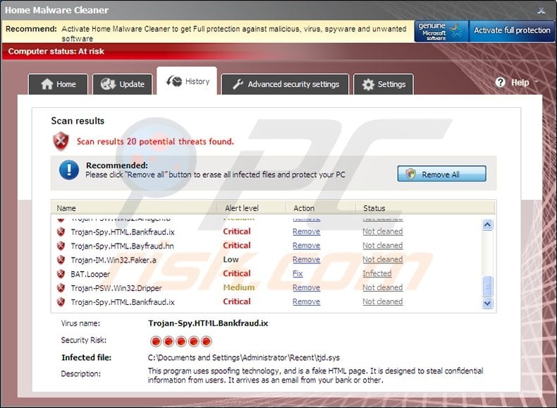 Home Malware  Cleaner rogue program