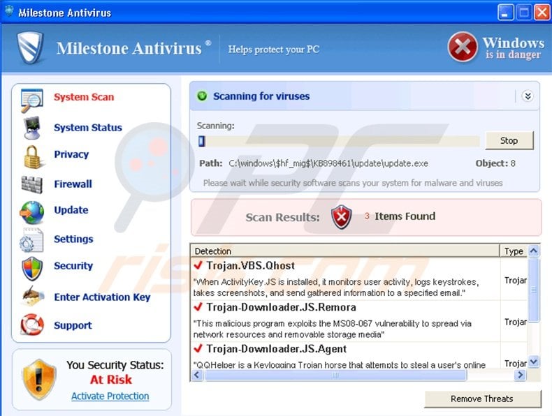 Milestone Antivirus fake antivirus program