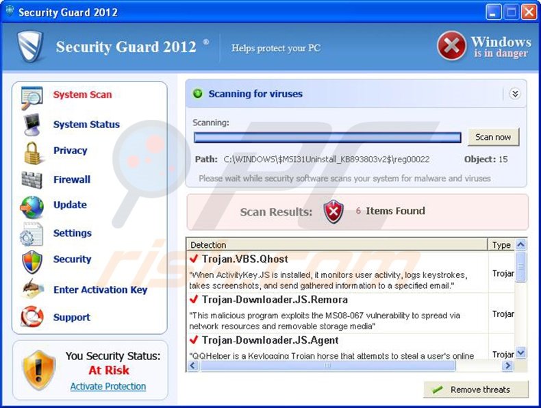 Security Guard 2012 fake antivirus