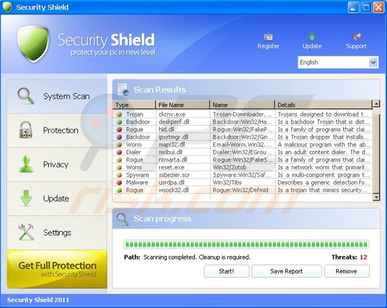 Security Shield 2012 fake antivirus program