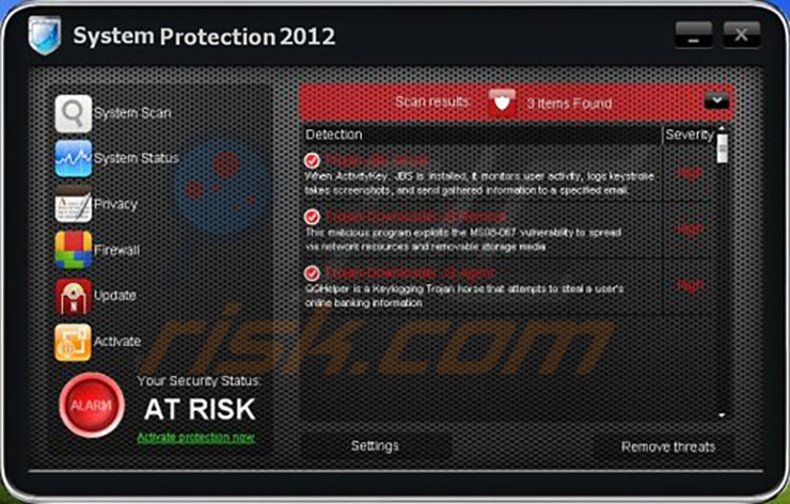 System Protection 2012 fake antivirus program