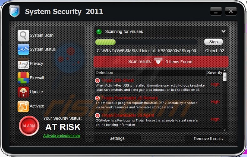 System security 2011 fake antivirus program