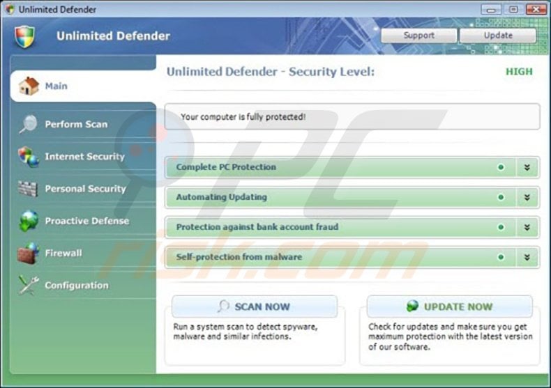 Unlimited Defender fake antivirus program
