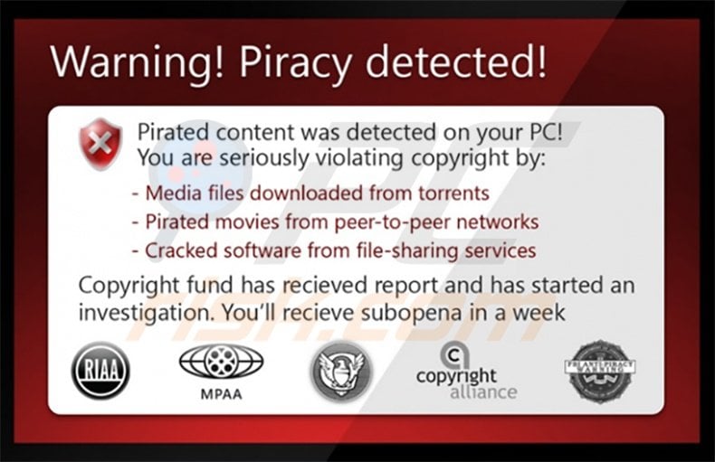 Warning! Piracy detected! rogue program