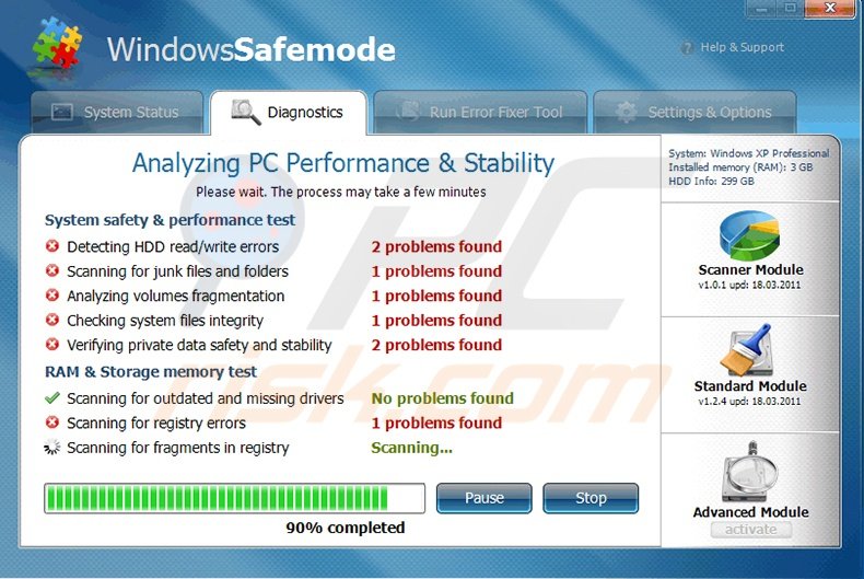 WindowsSafemode fake antivirus program