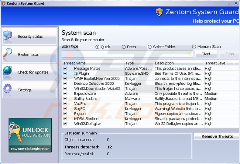 Zentom System Guard rogue program