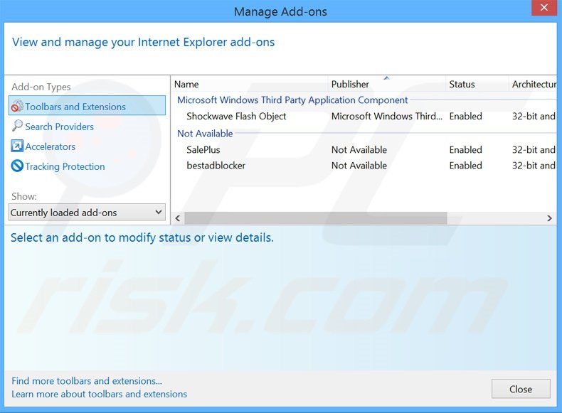 Removing Amigo ads from Internet Explorer step 2