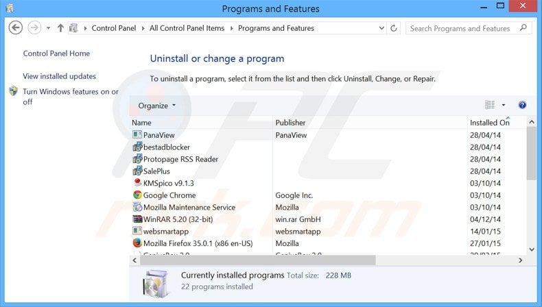 browser shop adware uninstall via Control Panel