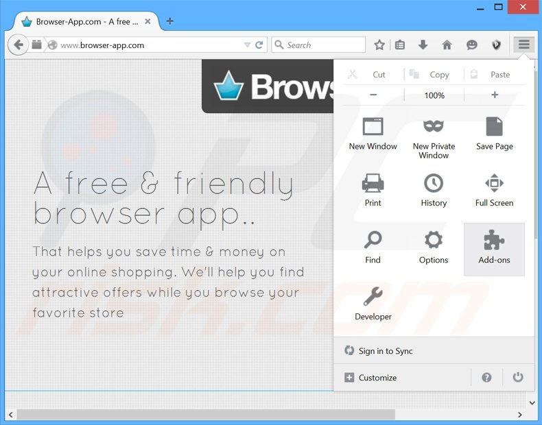 Removing Br0wsrAp ads from Mozilla Firefox step 1
