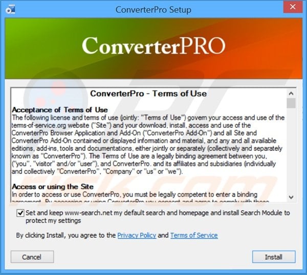 ConverterPro adware installation setup